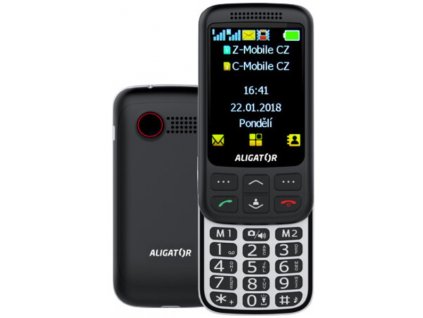 Mobilní telefon Aligator VS900 Senior + nabíjecí stojánek / 2,8" / Dual SIM / černá/stříbrná / ROZBALENO