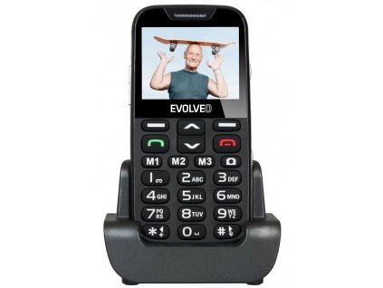 Mobilní telefon Evolveo EasyPhone XD pro seniory EP-600-XDB + USB stojánek / 2,3" (5,8 cm) / TFT displej / 320 × 240 px / 1000 mAh / černá / ZÁNOVNÍ