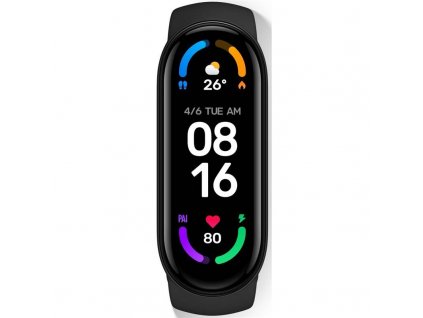 Fitness náramek Xiaomi Mi Band 6 (32093) / 1,56" (4 cm) / 152 × 486 px / 125 mAh / černá / ROZBALENO