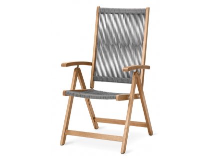 Polohovatelná zahradní židle Lenja / max. nosnost 130 kg / eukalyptové dřevo/100% PP / šedá