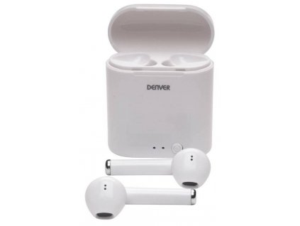 Bezdrátová sluchátka Denver TWE-36MK3 / 400 mAh / mikrofon / Bluetooth 5.0 / bílá
