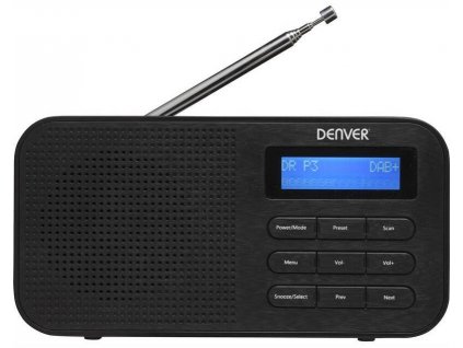 Radiopřijímač s DAB+ Denver DAB-42 / LCD displej / 10 předvoleb / 1 W / AM, DAB+ / černá / POŠKOZENÝ OBAL