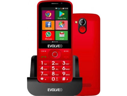 Chytrý telefon Evolveo EasyPhone AD EP-900-ADR + nabíjecí stojánek / Wi-Fi / červená / ZÁNOVNÍ