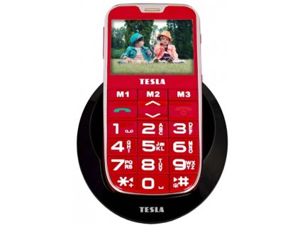 Mobilní telefon Tesla SimplePhone A50 TAMBPSNA50RD + nabíjecí stojánek / Bluetooth / červená / ZÁNOVNÍ