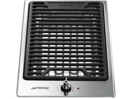 Elektrická grilovací deska s litinovým roštem Smeg Domino PDXS30B-1 / nerezová ocel / 1800 W / 13 A napájení / 31 x 7,3 x 57,8 cm / černá/nerez