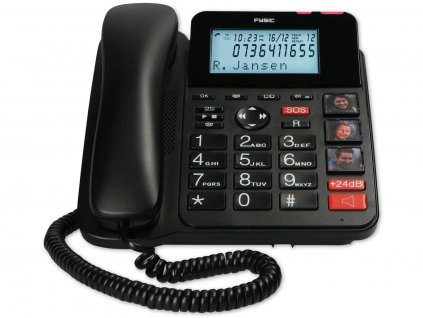 Domácí kabelový Dect telefon se záznamníkem Fysic FX-8025 / SOS tlačítko / černá / ZÁNOVNÍ