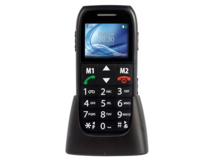 Mobilní telefon Fysic FM-7500 / pro seniory / se stojánkem / SOS tlačítko / 124 x 160 px / 1,77" (4,5 cm) / 900 mAh / černá / ROZBALENO