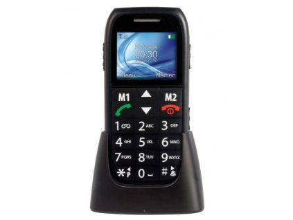 Mobilní telefon Fysic FM-7500 / pro seniory / se stojánkem / SOS tlačítko / 124 x 160 px / 1,77" (4,5 cm) / 900 mAh / černá / ZÁNOVNÍ
