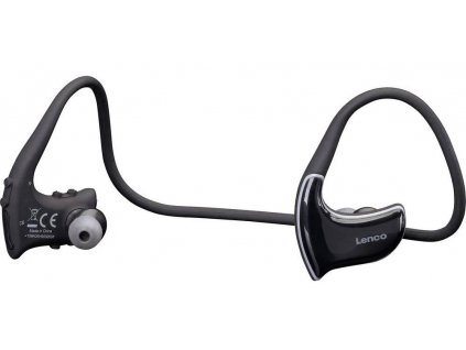 Bezdrátový headset s integrovaným MP3 přehrávačem Lenco BTX-750BK / dosah 10 m / 2,4 GHz / IPX4 / Bluetooth / černá / ROZBALENO