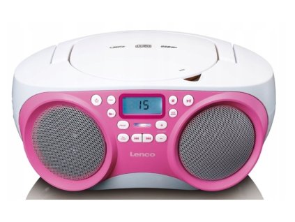 Přenosné rádio Lenco SCD-301PK / CD / MP3 / bílá / růžová / ROZBALENO