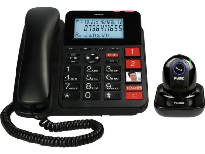 Domácí kabelový telefon se záznamníkem Fysic FX3960 / SOS tlačítko / černá / ROZBALENO