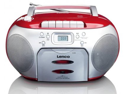 Přenosné rádio Lenco SCD-410RD / Kazetová a CD mechanika / FM rádio / červená / ROZBALENO