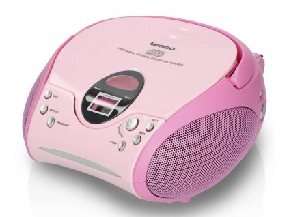 Přenosné stereo FM rádio Lenco SCD-24 / 9 W / CD mechanika / růžová / ROZBALENO