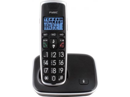 Bezdrátový telefon Fysic FX-6000 Dect / 2" (5 cm) / 500 mAh / budík / modré podsvícení / hands-free / černá / ROZBALENO