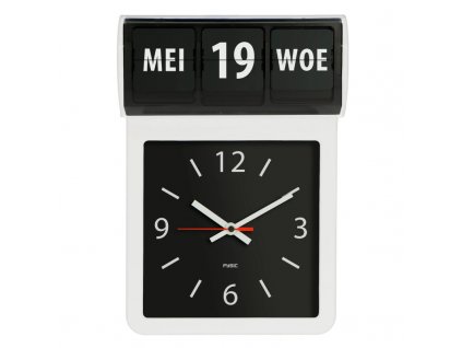 Nástěnné hodiny Fysic FK800 / ukazatel dne v týdnu / Ø 30 cm / bílá/černá