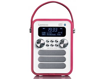 Přenosné rádio Lenco PDR-051PKWH / LCD displej 2" (5,1 cm) / Bluetooth / DAB+/FM / 4 W / růžová/bílá / ROZBALENO