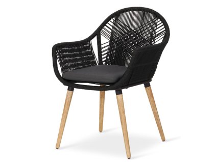 Skořepinová židle z textilního pletiva / nosnost cca 140 kg / 100% PE/ocel/dřevo / černá / ROZBALENO