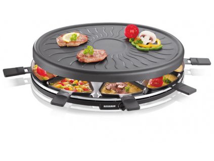 Elektrický párty raclette gril Severin RG 2681 / 1100 W / 8 mini pánví / černá / ROZBALENO