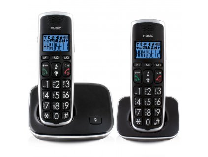 Bezdrátový Dect telefon Fysic FX-6020 Senior / 2 sluchátka / hands-free / černá / ROZBALENO