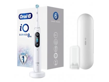 Elektrický zubní kartáček Oral-B iO8 Series White Alabaster / 6 režimů / časovač 4× 30 s / magnetická iO / bílá / ZÁNOVNÍ