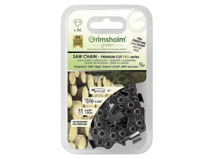 Pilový řetěz Grimsholm Green Premium cut pro / 56 článků / rozteč 0,8 cm / 13" (33 cm) / ocel / ROZBALENO