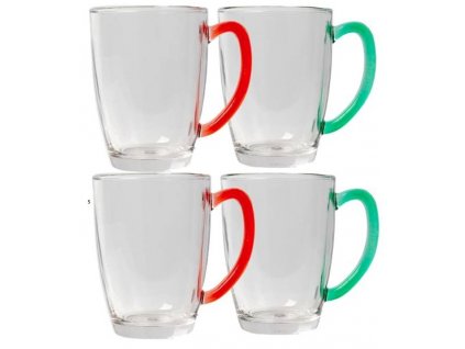 4-dílná sada skleněných hrnků United Colors of Benetton / Rainbow Glass / 300 ml / 4 ks / zelená / červená