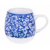 Hrnek Blue design / 580 ml / keramika / květiny / bílá/modrá