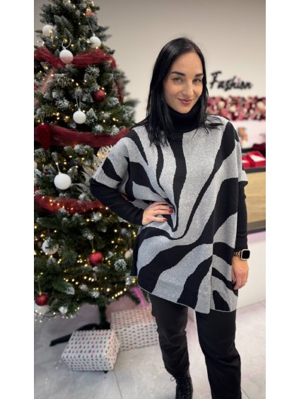 Černošedý oversize svetr s úzkými rukávy