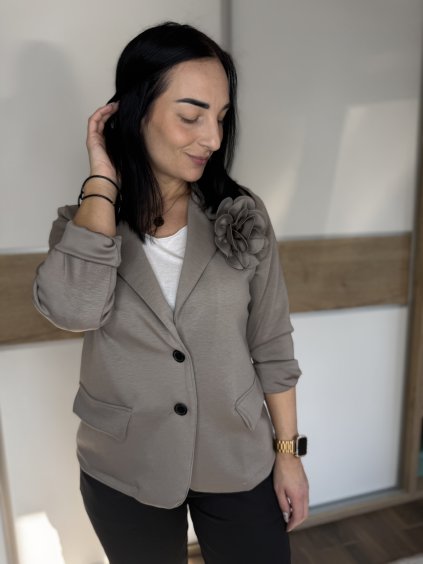 Teplákové elegantní sako BEATRIS mocca