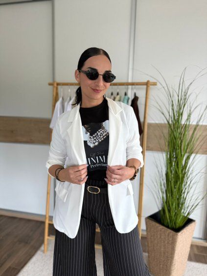 Lehké nemačkavé sako BASIC BÍLÉ