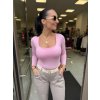 Pastelově růžové body s dlouhým rukávem