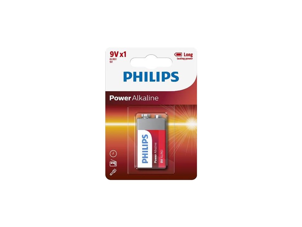 baterie philips 6lr61p1b 10 power alkaline 9v 1 blister i4242