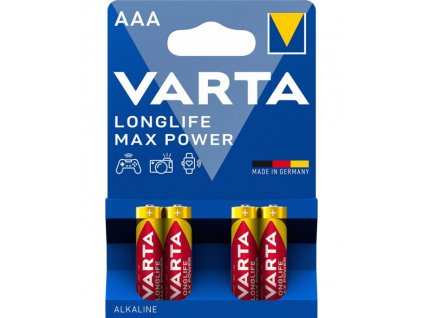 pack 4 alcaline batteries aaa lr03 longlife max power varta
