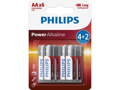 Philips Power Alkaline AA/LR6 6KS LR6P6BP/10 tužkové alkalické baterie