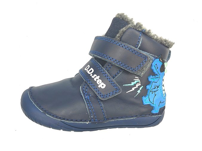 DD step zimní barefoot kožené boty W070-42838 Royal blue