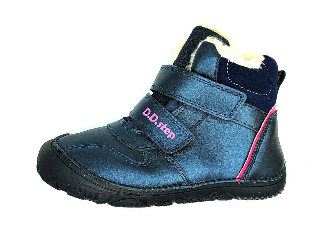 DD step zimní barefoot kožené boty W073 - 42814B Royal Blue