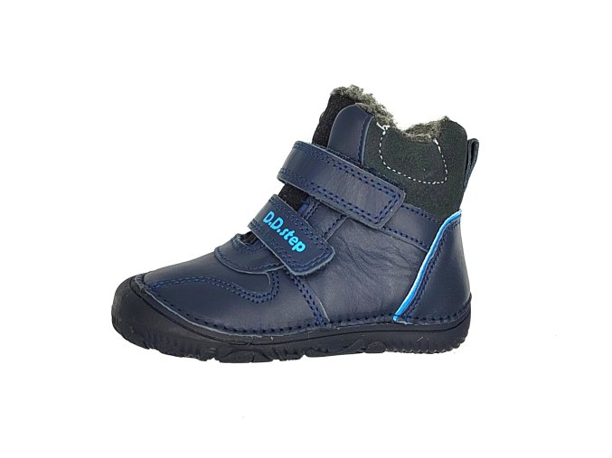 DD step zimní barefoot kožené boty W073 - 42814A Royal Blue
