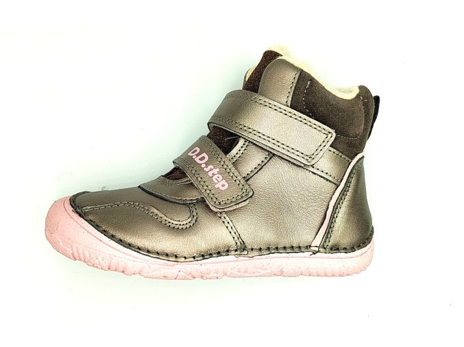 DD step zimní barefoot kožené boty W073 - 42814C Bronze