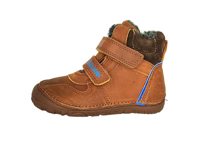 DD step zimní barefoot kožené boty W073 - 42814 Chocolate