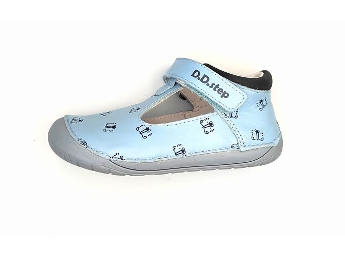 Dětské kožené sandály D.D. step H070-41464 Barefoot SKY BLUE