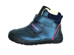 DD step zimní barefoot kožené boty W073 - 42814B Royal Blue