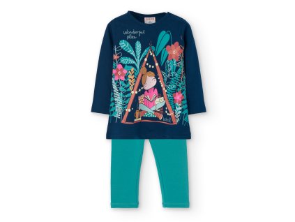 Set tunika a legíny, potisk květin, dívka, Boboli