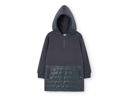 Sportovní mikino šaty na zimu, tmavě šedá barva, dívka, Boboli