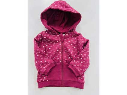 Mikina vínové barvy se srdíčky