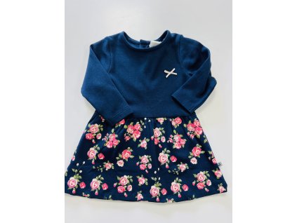 Šaty tmavě modré barvy s květy