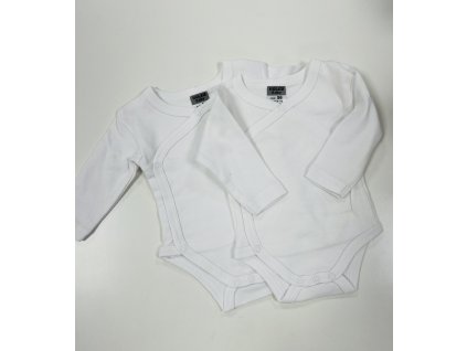 Bílá body s dlouhým rukávem, 2 pack