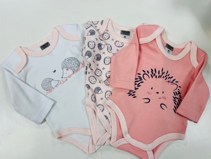 Body s dlouhým rukávem ,3 packy růžový