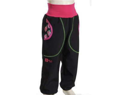 Softshellové kalhoty černé, jahody, dívka