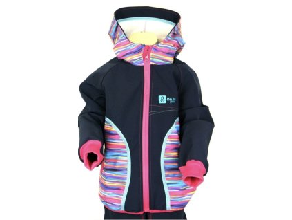 Softshellová bunda tmavě modrá s pruhy, dívka