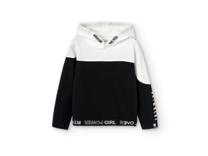 Tričko-mikina s kapucí černo bílá barva, dívka, Boboli